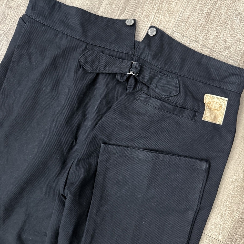 Vintage Wah Maker Frontier Buckle Cinch Back Button Pants Men's 36x35 Black USA
